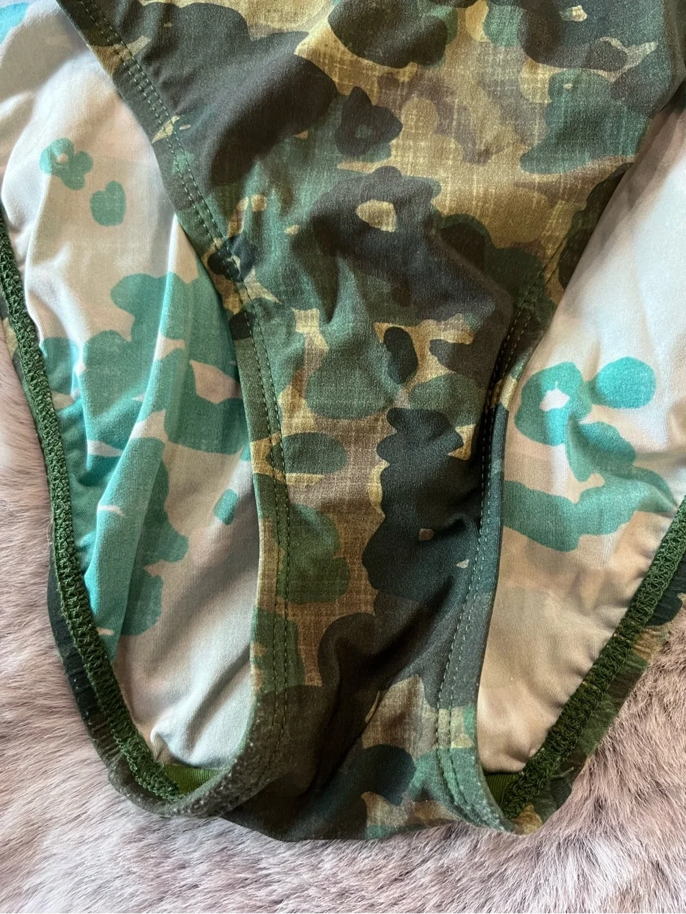 Robin Piccone Plunging Neckline Halter One-Piece Green Camouflage Size 6